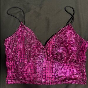 SHEIN Fuchsia and Black Croc Print Top